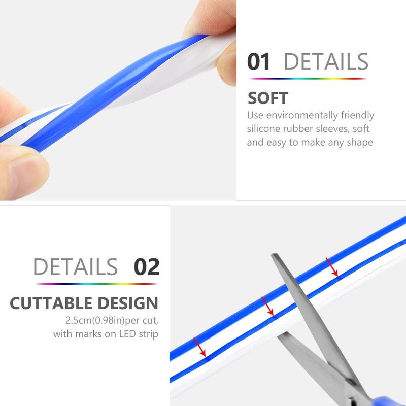 Shoppingekart شريط نيون LED مرن من شوبينجيكارت SMD 2835 أنبوب مطاطي سيليكون ناعم ضوء خارجي مقاوم للماء 15 متر لون أصفر سيليكون مطاطي - Image 4
