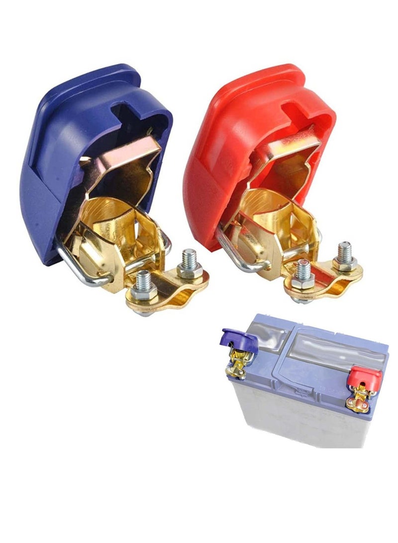 Excefore Quick Release 12V Battery Terminals Clamps Connectors, 2 Pcs Battery Terminals Clamps Connectors Quick Disconnect Terminals for Car Caravan Motorhome (Red and Blue) - Image 1