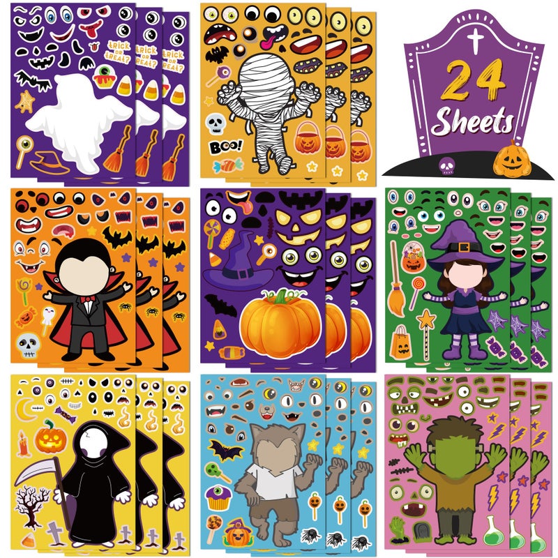OHOME Halloween Party Favors DIY Crafts Stickers for Kids Kids Halloween Games Toys Gifts Treats Decorations Activities Party Supplies24 Sheets