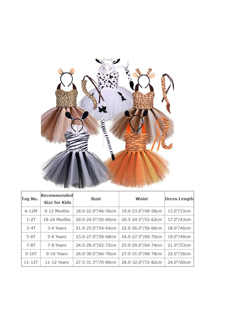 SYOSI - Leopard Cheetah Costume Set 3pcs Girls Jungle Themed Tutu Skirt Bowtie Headband Tail Dress Up for Animal Cosplay Birthday Party - Image 1