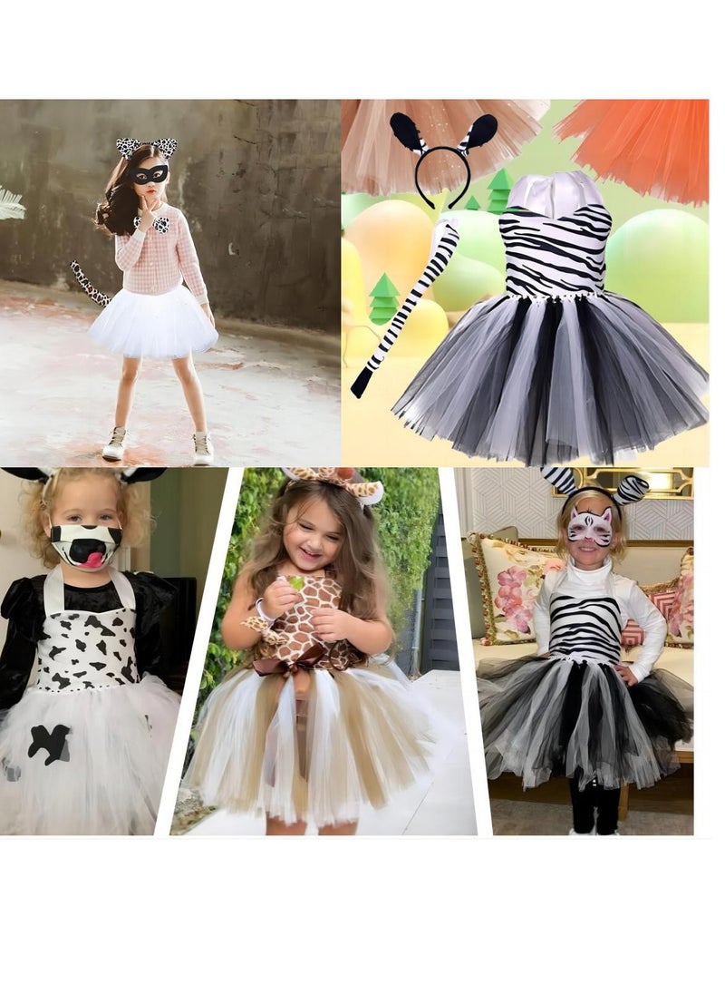 SYOSI - Leopard Cheetah Costume Set 3pcs Girls Jungle Themed Tutu Skirt Bowtie Headband Tail Dress Up for Animal Cosplay Birthday Party - Image 1
