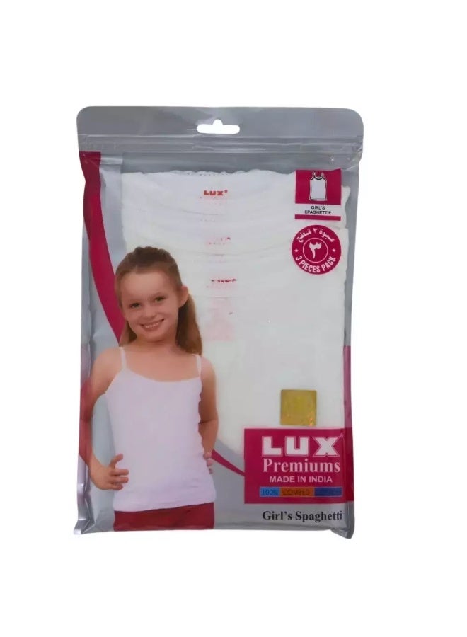 Lux قميص داخلي من قماش القطن الممشط للفتيات بلون أبيض - عبوة من 3 قطع للأعمار 13-14 سنة - Image 2
