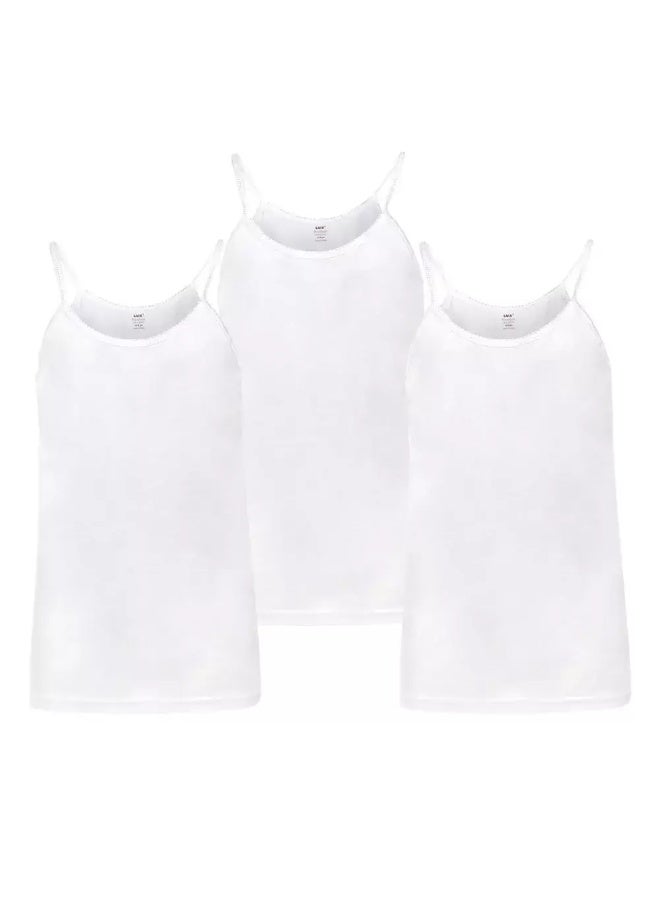 Lux قميص داخلي من قماش القطن الممشط للفتيات بلون أبيض - عبوة من 3 قطع للأعمار 13-14 سنة - Image 1
