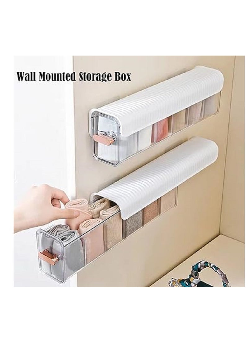 Underwear Drawer Organizer, 6 Drawer Wall Mounted Storage Boxes, Acrylic Organizers for Underwear, Socks, Ties, Data Cable, Spice Organization - Image 1