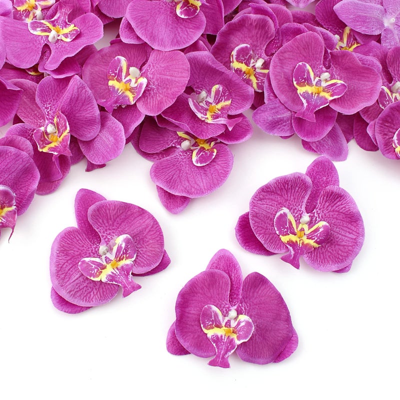 HOKPA 50Pcs Orchid Petals Artificial Orchid Flower Heads Faux Silk Phalaenopsis Butterfly Flower Heads for DIY Craft Home Wedding Party Decorations 50pcs Purple