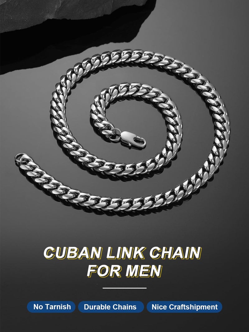 ChainsPro سلاسل عنق للرجال من الفولاذ المقاوم للصدأ بطول 22 بوصة وسمك 10 مم، قلادة هيب هوب لمغني الراب، مجوهرات حفلات، هدايا للرجال للآباء - Image 2