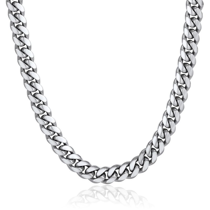 ChainsPro سلاسل عنق للرجال من الفولاذ المقاوم للصدأ بطول 22 بوصة وسمك 10 مم، قلادة هيب هوب لمغني الراب، مجوهرات حفلات، هدايا للرجال للآباء - Image 1