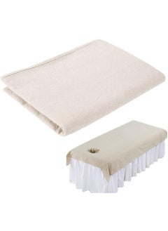Semme Massage Bed CoverBeauty Massage Bed Sheets Salon Massage SPA Couch Soft Cotton Bed Cover Protector with Face Breath Hole Khaki 