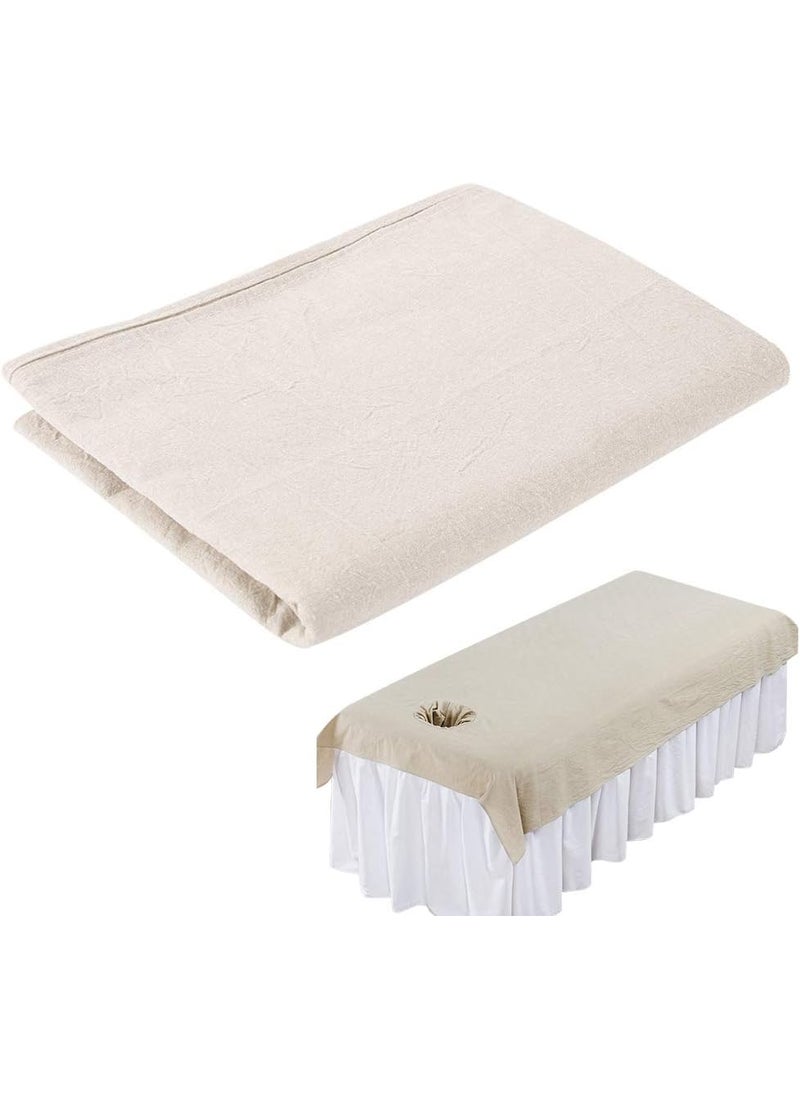 Semme Massage Bed CoverBeauty Massage Bed Sheets Salon Massage SPA Couch Soft Cotton Bed Cover Protector with Face Breath Hole Khaki 