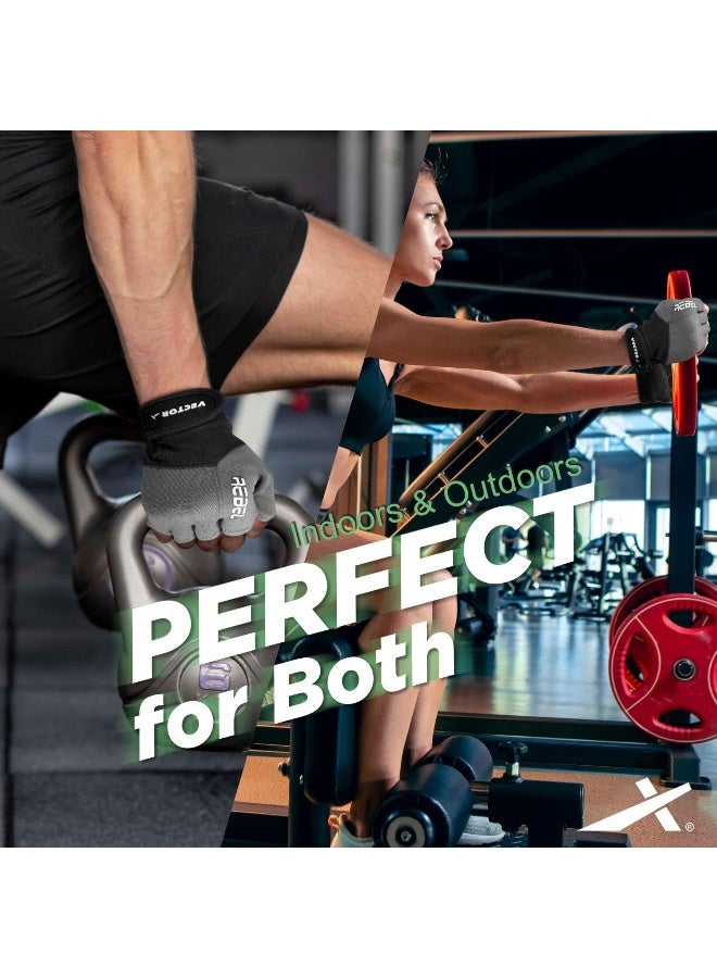 Vector X Rebel Unisex Gym & Fitness Gloves – Weightlifting & Workout Gloves for Men & Women, Size M, Grey - Image 5