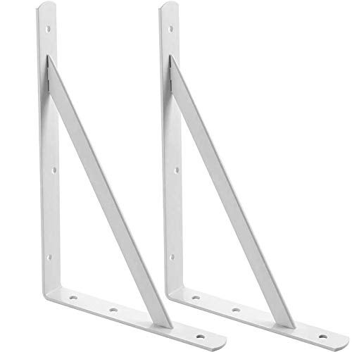 STARVAST 2 Pack Heavy Duty Shelf Brackets 15.7 x 9.8 inch, Floating Shelves White Triangle Shelf Brackets, 90 Degree Angle Wall Mounted Shelf Supporter Corner Bracket (400x250mm) - Image 1