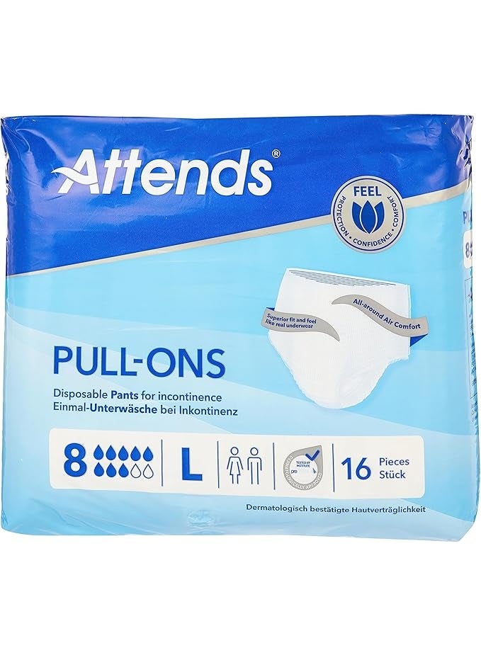 Attends Pull Ons 8, Large, Pack Of 16 - Image 1