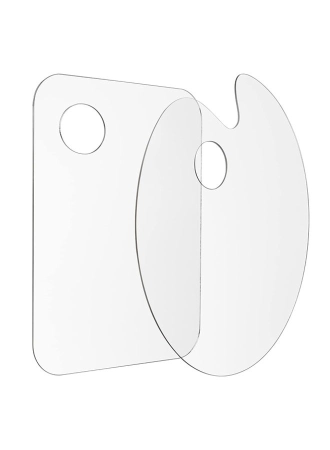 2 Pieces Acrylic Paint Palette,Paint Pallet,Clear Paint Tray Palette,  Easy Clean Non-Stick Artist Pallet,for Oil Watercolor Craft DIY Art Painting Palette - Image 1