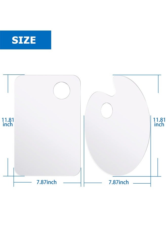 2 Pieces Acrylic Paint Palette,Paint Pallet,Clear Paint Tray Palette,  Easy Clean Non-Stick Artist Pallet,for Oil Watercolor Craft DIY Art Painting Palette - Image 2