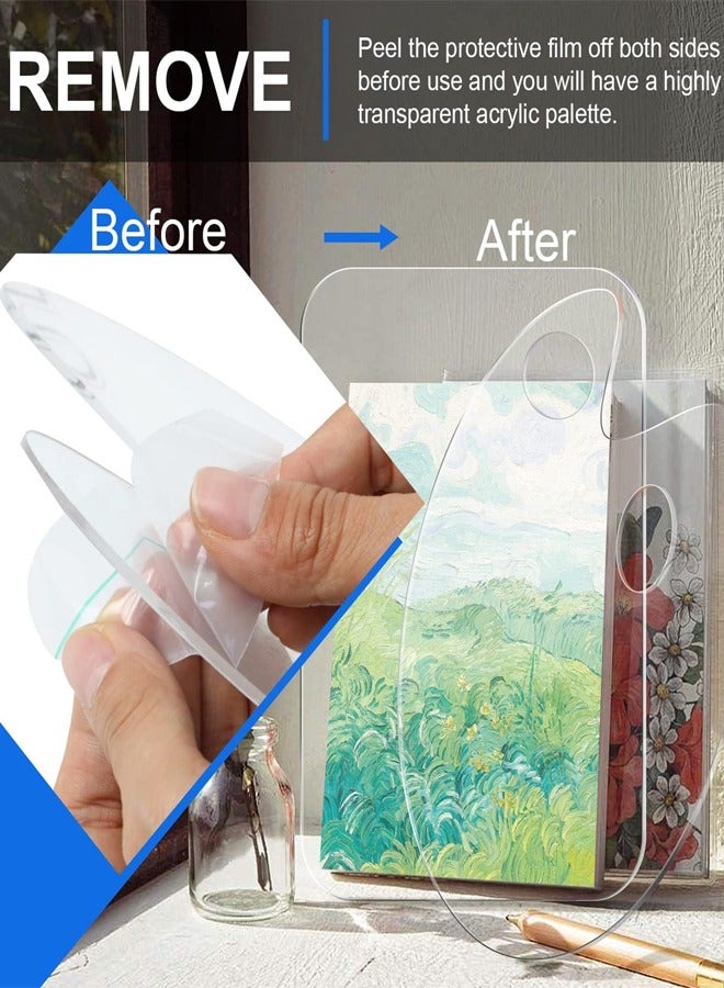 2 Pieces Acrylic Paint Palette,Paint Pallet,Clear Paint Tray Palette,  Easy Clean Non-Stick Artist Pallet,for Oil Watercolor Craft DIY Art Painting Palette - Image 3