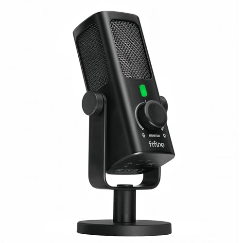 FIFINE USB-Podcast-Condenser-Microphone for Studio-Recording/Computer-Streaming, Desktop-Metal-Mic for YouTube Music Vocal Creation, with Monitor-Mix Volume-Control, Low-Cut Switch (PROFILE3) - Image 1