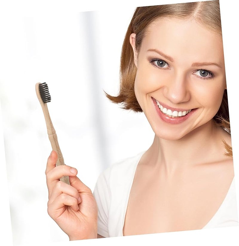 4 حزمة فرشاة أسنان من الخيزران بشعيرات ناعمة، مادة طبيعية للعناية بالفم للبالغين والسفر - Image 4