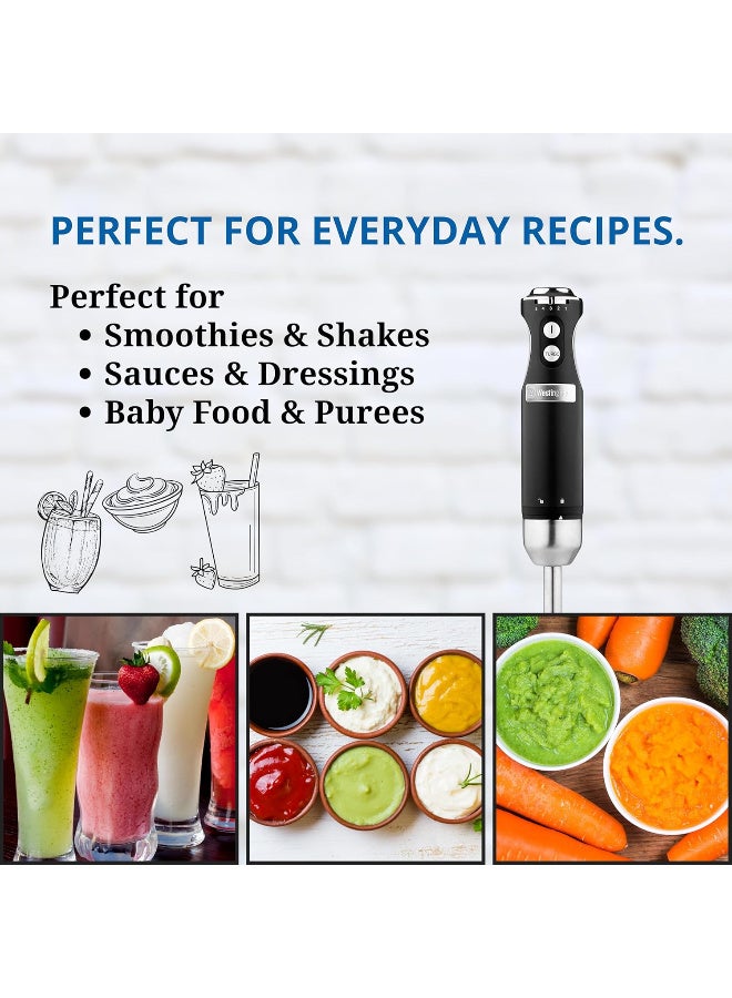 Westinghouse Westinghouse Retro Hand Blender - 600W Handheld Stick Blender for Kitchen - Stainless Steel Electric Soup Blender - Food Mixer with Various Speeds and Turbo Setting, Comfortable Soft Grip - Black  - Image 2