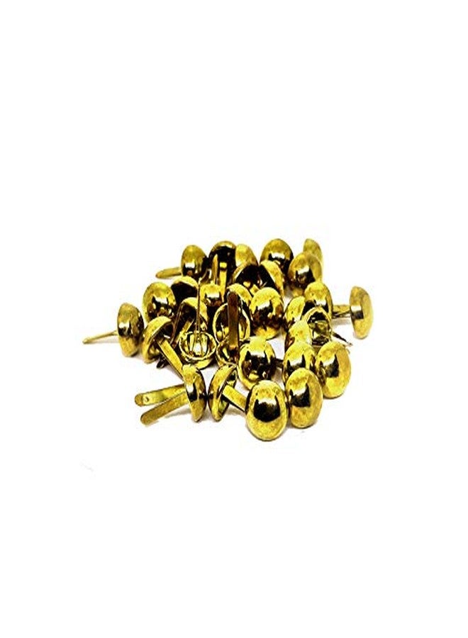 Nimida Brad Pins/Split Pin/Rivet/Stud/Skull pins/Spikes/Paper Fastener for Scrapbooking, DIY, Leather Goods, | Golden Colour | Pack of 100 - Image 1