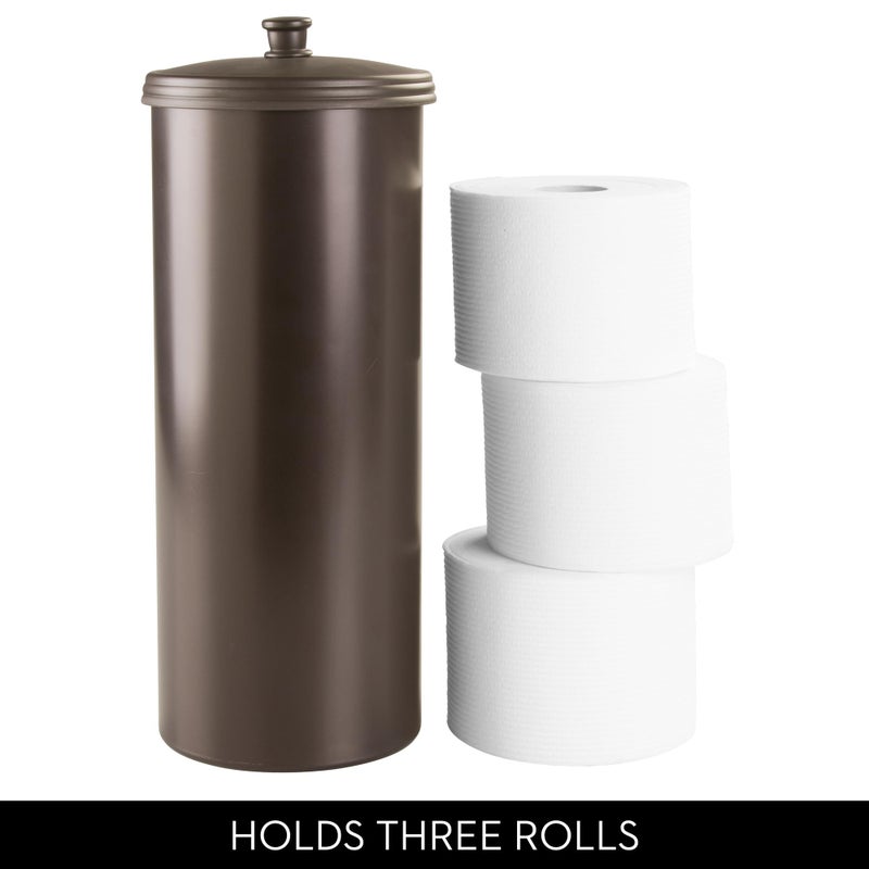 iDesign Freestanding Bathroom Toilet Paper Storage Holder with Lid for 3 Extra Rolls, Bronze - Image 5