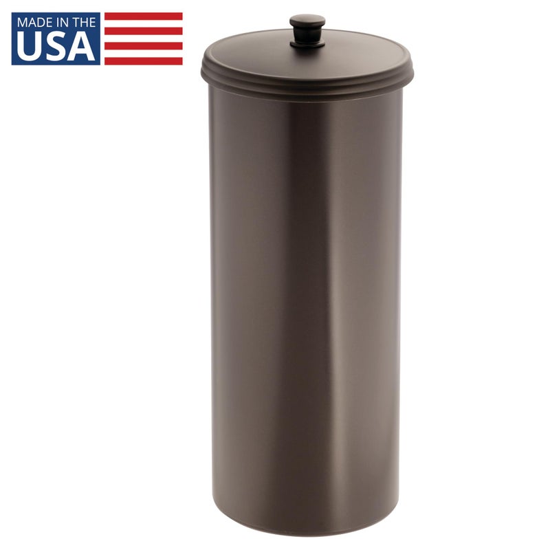 iDesign Freestanding Bathroom Toilet Paper Storage Holder with Lid for 3 Extra Rolls, Bronze - Image 2