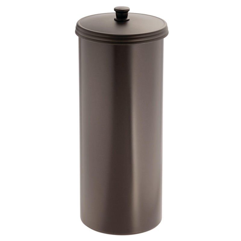 iDesign Freestanding Bathroom Toilet Paper Storage Holder with Lid for 3 Extra Rolls, Bronze - Image 1