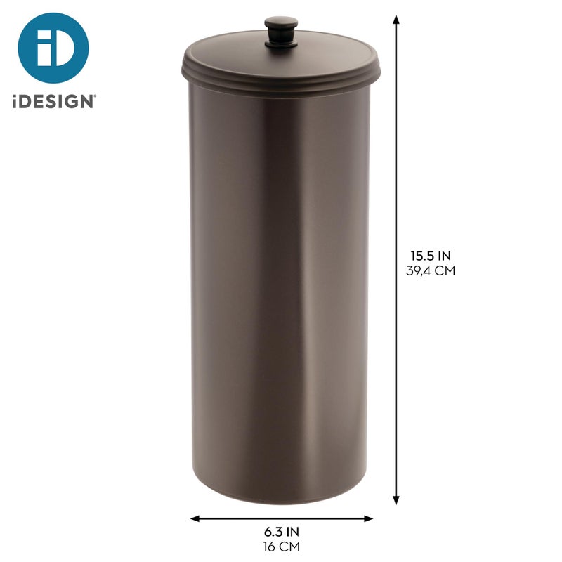iDesign Freestanding Bathroom Toilet Paper Storage Holder with Lid for 3 Extra Rolls, Bronze - Image 4