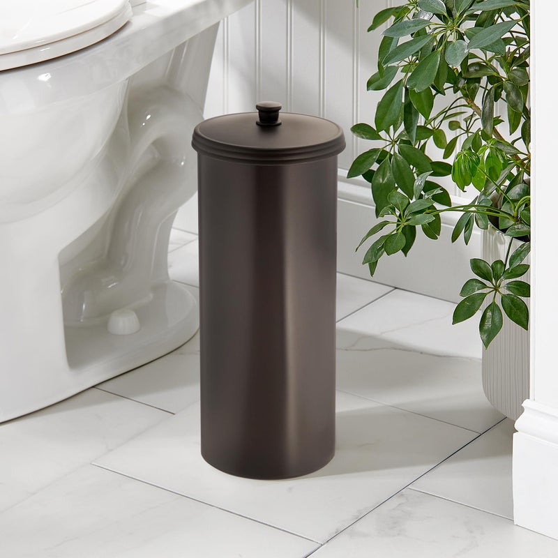 iDesign Freestanding Bathroom Toilet Paper Storage Holder with Lid for 3 Extra Rolls, Bronze - Image 3