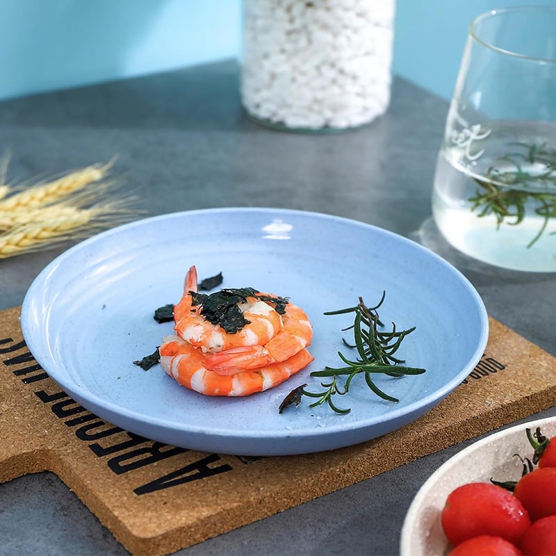 Takositio Takositio Wheat Straw Plates Reusable Plastic DishUnbreakable Dinner PlatesDeep Dinner Hard Premium Plastic Dish Kitchen Plates for Camping 25cm Pack of 4 Random Color - Image 5
