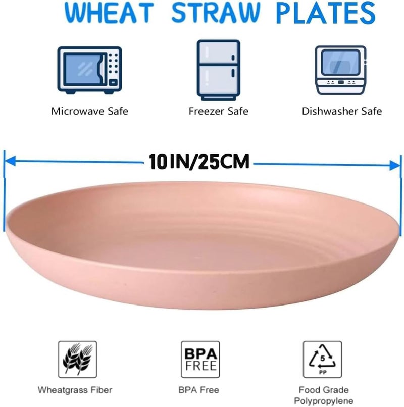 Takositio Takositio Wheat Straw Plates Reusable Plastic DishUnbreakable Dinner PlatesDeep Dinner Hard Premium Plastic Dish Kitchen Plates for Camping 25cm Pack of 4 Random Color - Image 3