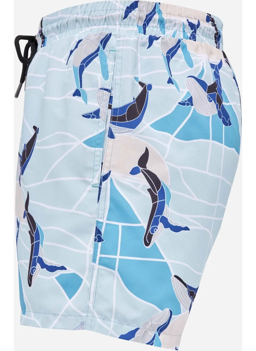 تودورس Men's Standard Fit Quick Dry Patterned Swimsuit Swim Shorts