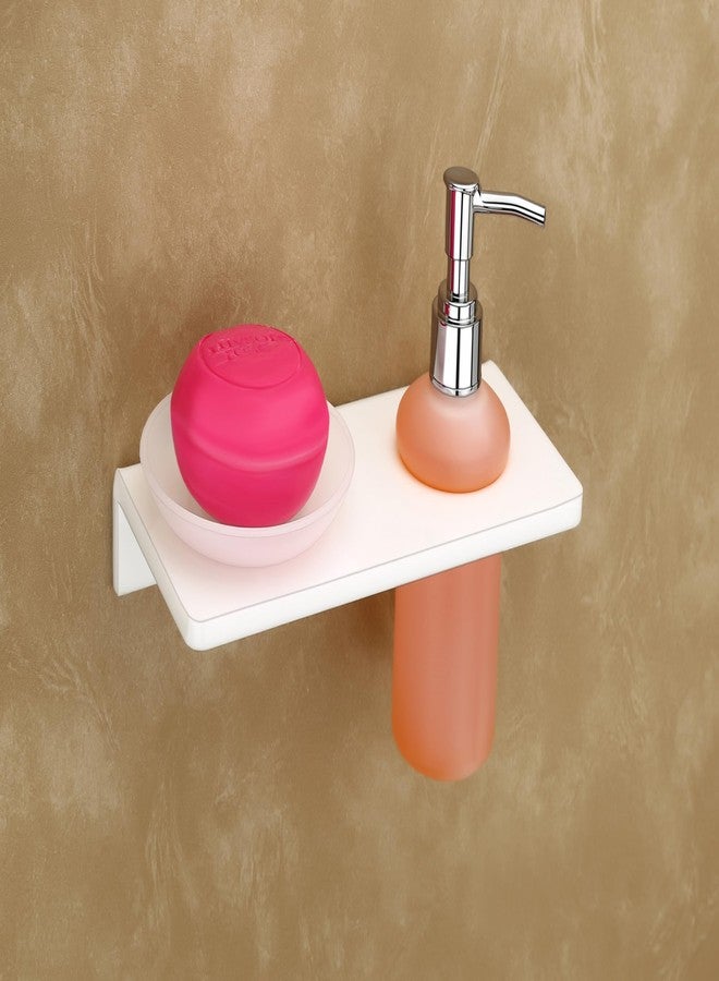 HAPPI Unbreakable Acrylic Soap Dish with Liquid Dispenser, Soap Stand, Soap Case, Soap Holder Stand Wall Mounted for Bathroom with Removable Drain Tray (White) - Image 1
