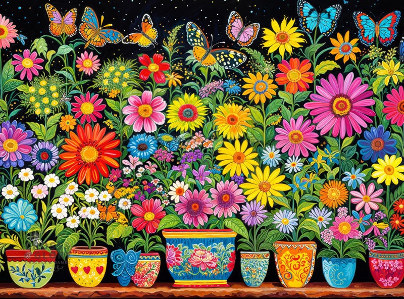 Cross & Glory - Floral Fantasia: A Butterfly's Haven - 1000 Piece Jigsaw Puzzle for Adults | Glare-Free | Colorful Garden and Butterfly Scene | Flower Puzzle - Image 1