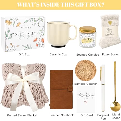 GiftPeak Gifts for Women, Get Well Soon Gifts for Women, Sympathy Care Baskets, Thinking of You Care Package, Self Care Gifts, After Surgery Feel Better Gifts Blanket (Khaki) - Image 2