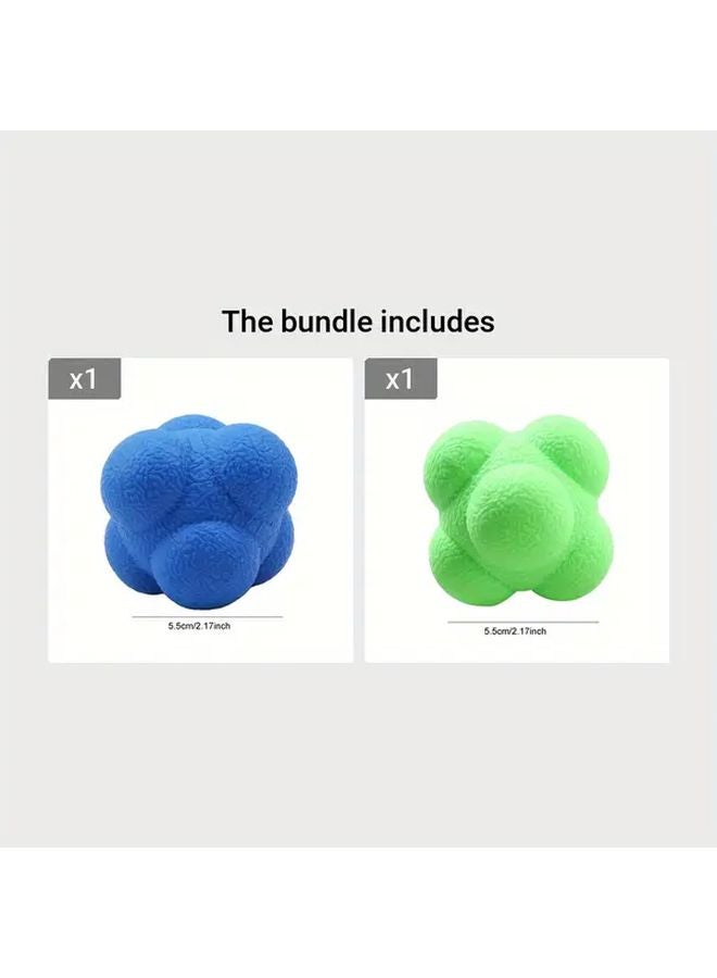 Blue Green Hexagonal Reflex Reaction Ball For Agility Tennis Fitness Training - Image 1