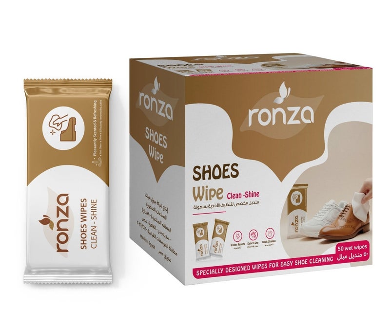 Ronza Wet Wipes Box for Polishing and Cleaning Leather and Shoes (50 Pieces) - Image 1