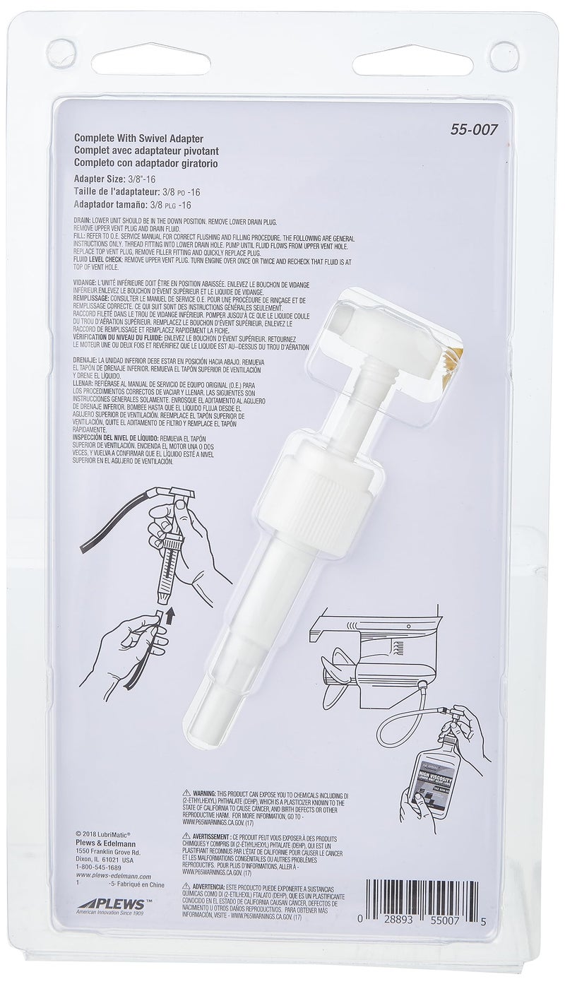 LubriMatic Plews 55-007 4cc Bottle Pump and 3/8"- 16" Swivel Plastic Marine Filler Fitting - Image 5