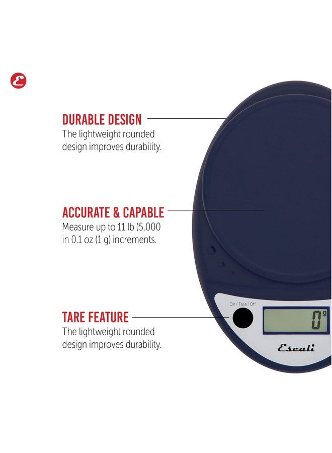 Escali Primo Digital Kitchen Scale 11Lb/5Kg, Royal Blue - Image 2
