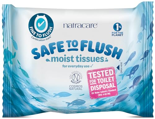 Natracare Safe to Flush Moist Tissues Made of 100 paper and an Organic and Natural formula with Aloe Vera and Witch Hazel Sewer Safe Flushable Wipes 480 Count