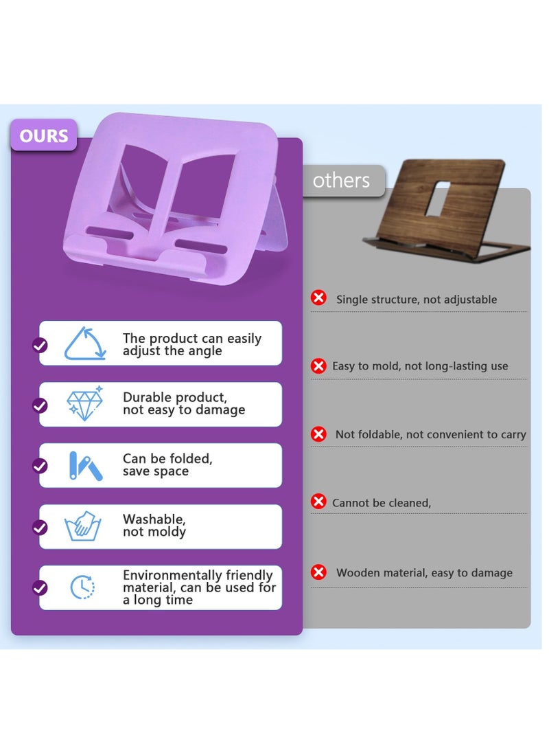 KASTWAVE - New Book Stand Book Holder Book Stand for Reading Adjustable Book Holder for Reading Not Prone to Rust and Corrosion (Purple) - Image 1