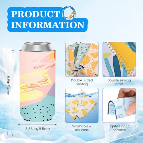 HooAMI 12 Pack Slim Can Cooler Sleeve Insulated Tall Cans 12 Oz Bulk Neoprene Slim Drink Bottle Holder Summer Party Decorations Blanks for Vinyl Projects Birthday Wedding Favors Gifts - Image 3