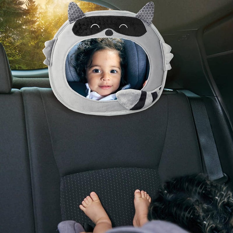 Diono Easy View Racoon Character Baby Car Mirror Safety Car Seat Mirror for Rear Facing Infant Fully Adjustable Wide Crystal Clear View Shatterproof Crash Tested - Image 4