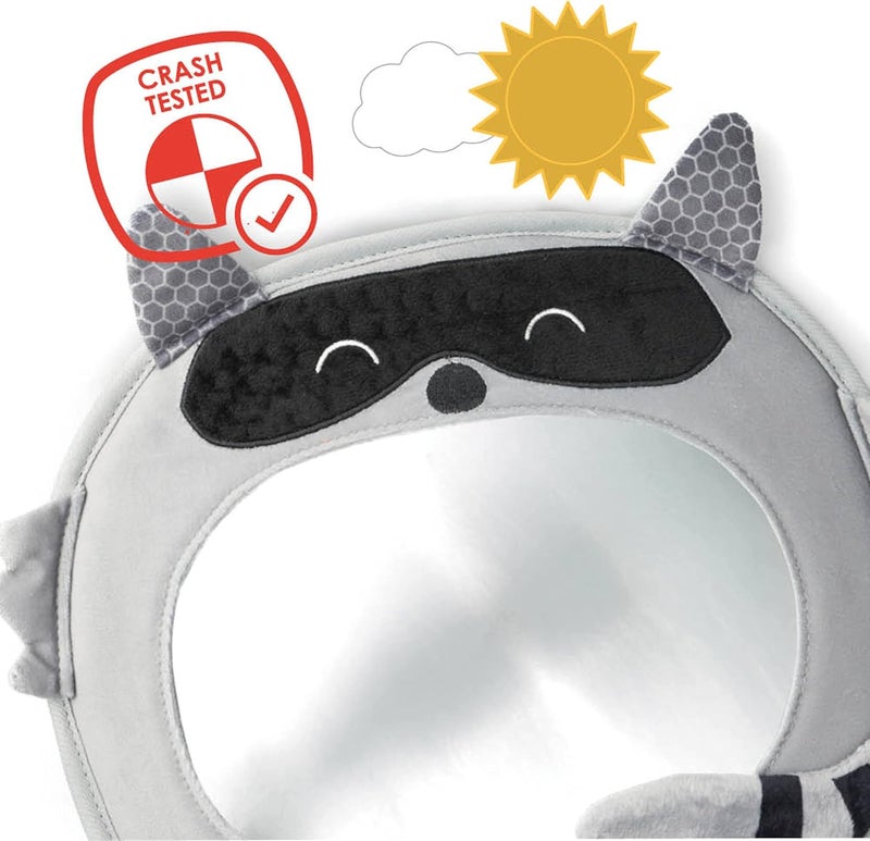 Diono Easy View Racoon Character Baby Car Mirror Safety Car Seat Mirror for Rear Facing Infant Fully Adjustable Wide Crystal Clear View Shatterproof Crash Tested - Image 3