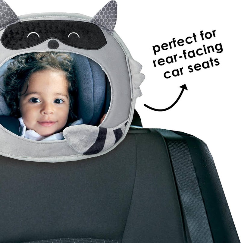 Diono Easy View Racoon Character Baby Car Mirror Safety Car Seat Mirror for Rear Facing Infant Fully Adjustable Wide Crystal Clear View Shatterproof Crash Tested - Image 5
