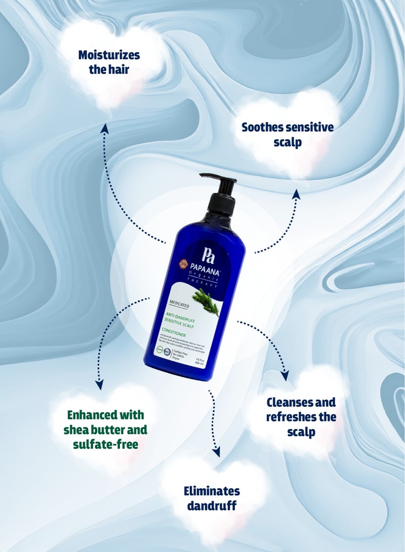 Papaana Organic Anti-Dandruff Sensitive Shampoo with Shea Butter – 400ml, Gentle & Hydrating Solution for Sensitive Scalps with Shea Butter