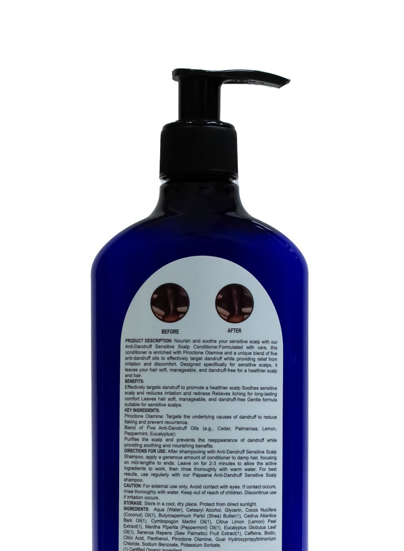 Papaana Organic Anti-Dandruff Sensitive Shampoo with Shea Butter – 400ml, Gentle & Hydrating Solution for Sensitive Scalps with Shea Butter