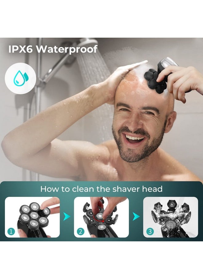 kensen - 7D Head Shaver 5 In 1 Bald Head Shavers For Men Head Electric Razor With Nose Hair Sideburns Trimmer Waterproof Wet/Dry Mens Grooming Kit Led Display Usb Rechargeable Gifts Travel Case - Image 1