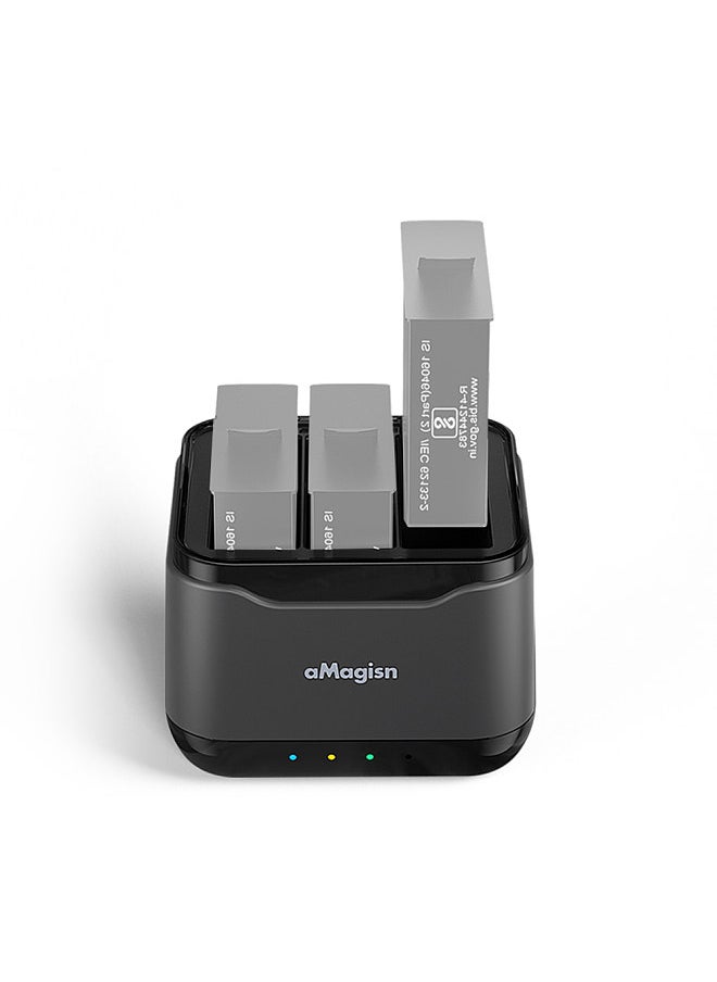 aMagisn AC21 Battery Charger with 3 Battery Channels Charging Box with USB Port & 2 Card Slots Compatible with Insta 360 Ace Pro/Ace  - Image 2