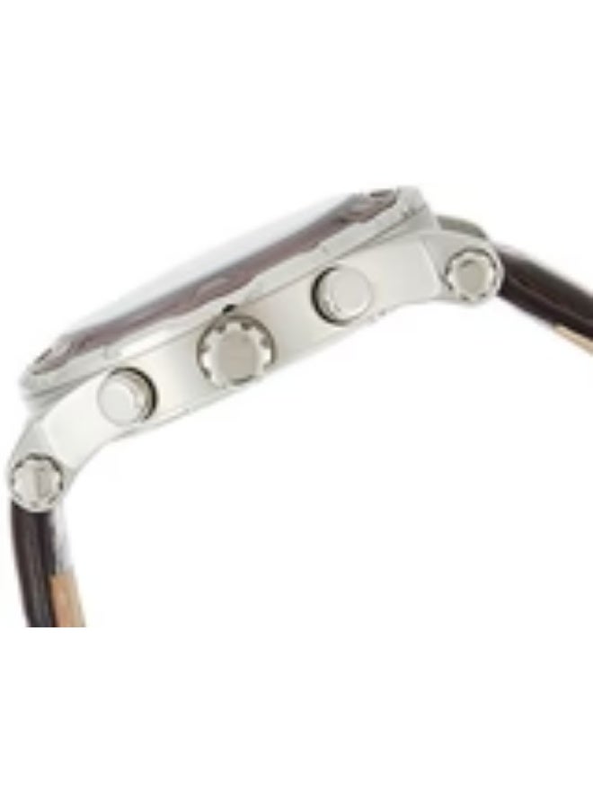 Guess W0673G1 Pinnacle Chronograph Men's Watch – Blue Sunray Dial, Brown Leather Strap, 46mm Quartz - Image 4