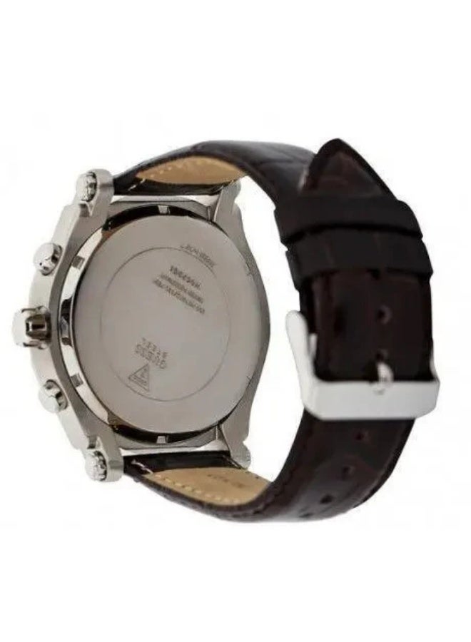 Guess W0673G1 Pinnacle Chronograph Men's Watch – Blue Sunray Dial, Brown Leather Strap, 46mm Quartz - Image 3